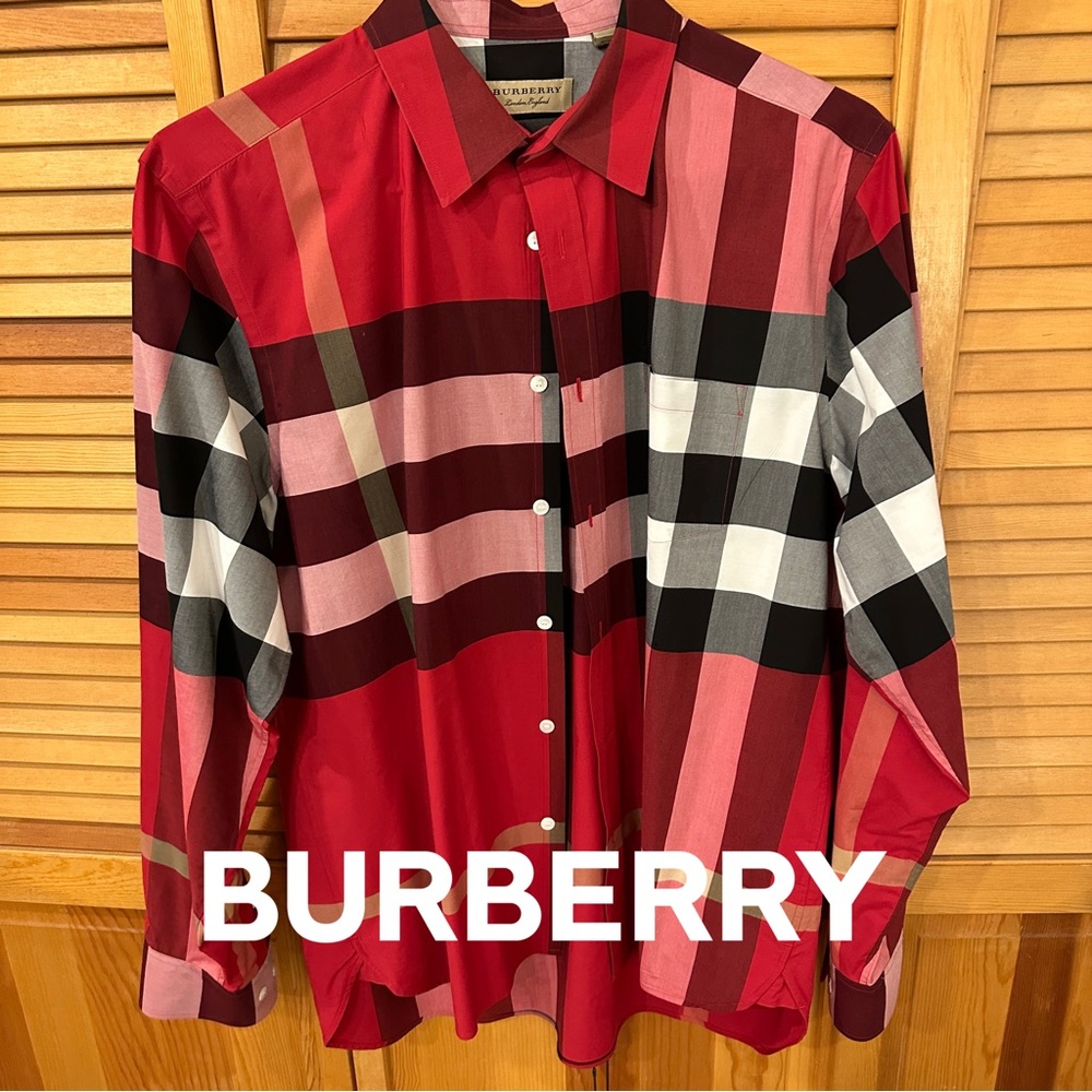 Burberry Giant Plaid Core Stretch Button-Down